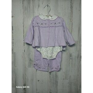 Little Wonders Girls 3-6 Months Purple Floral 3 Piece Set.  NWT